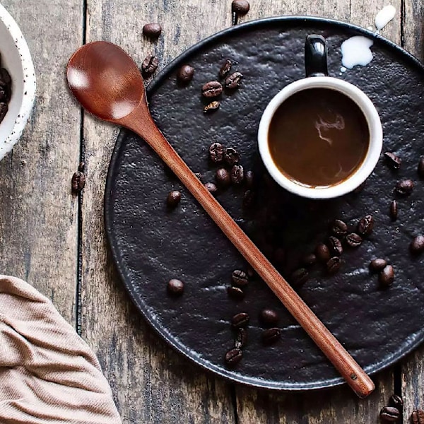 Lång Träsked Provsmakningsskedar Blandning Honung Kaffe Sked Provsmakningsskedar Lot I9