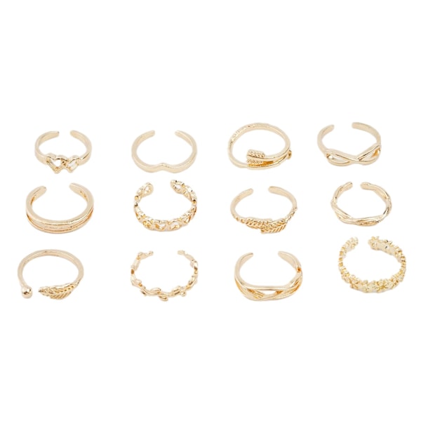 12 st damer tåring knogring set retro boho fot ring kvinna gold 12pcs