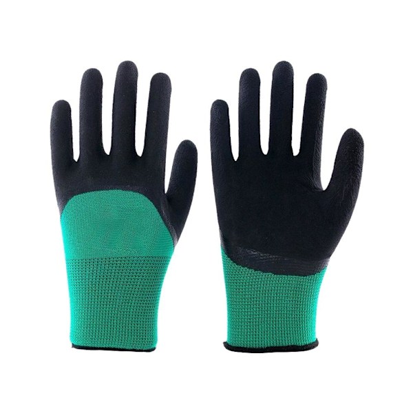 1 par skyddande säkerhetshandskar för arbete, färgning, nylon, mekanikerhandskar U4L8 Green gauze black 1 pair