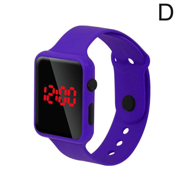 Mode fyrkantig LED digital watch Unisex silikon armband handled Purple One size