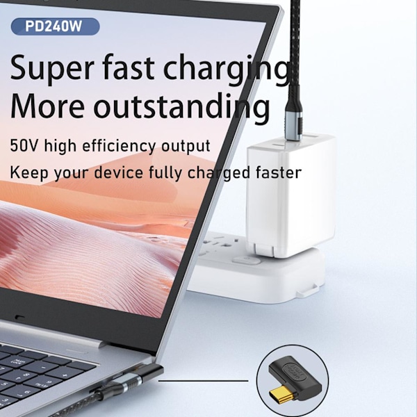 90 Grader Typ-C till Typ-C Adapter USB-C Snabbladdning Conve Middle bend one-size