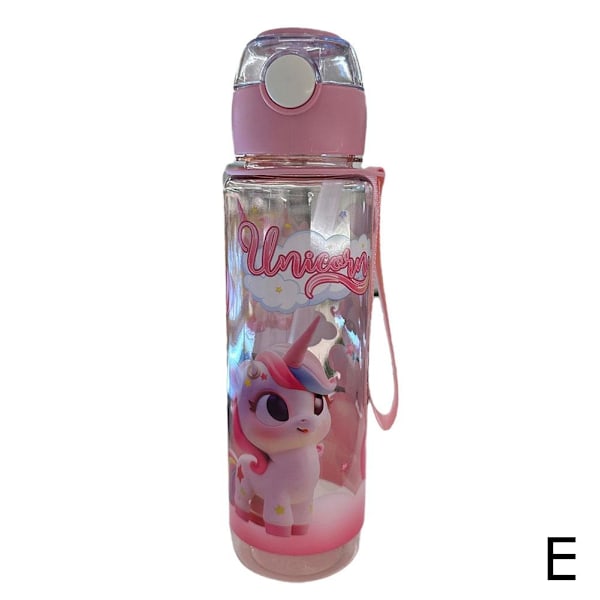 700ml Tecknad Plast Vattenflaska Söt Rymdflaska - Fri Hög Tem Transparent Pink 700ml