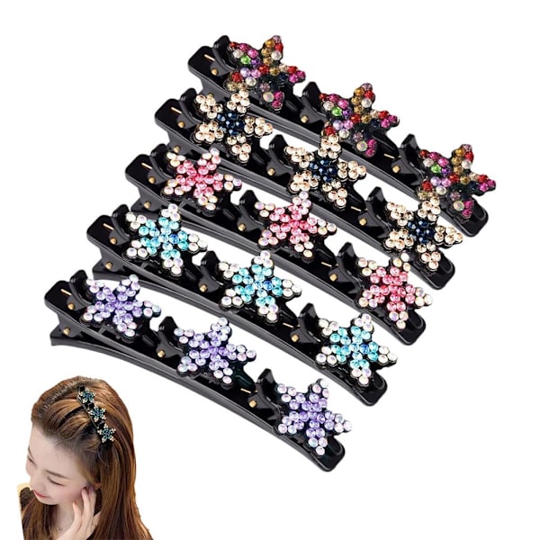 Rhinestone flätad hårklämma luggklämma trasig hårfinish A blue One-size