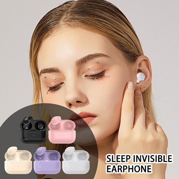 Mini Earbuds Invisible Sleep Headphone Bluetooth vattentät öron black one-size