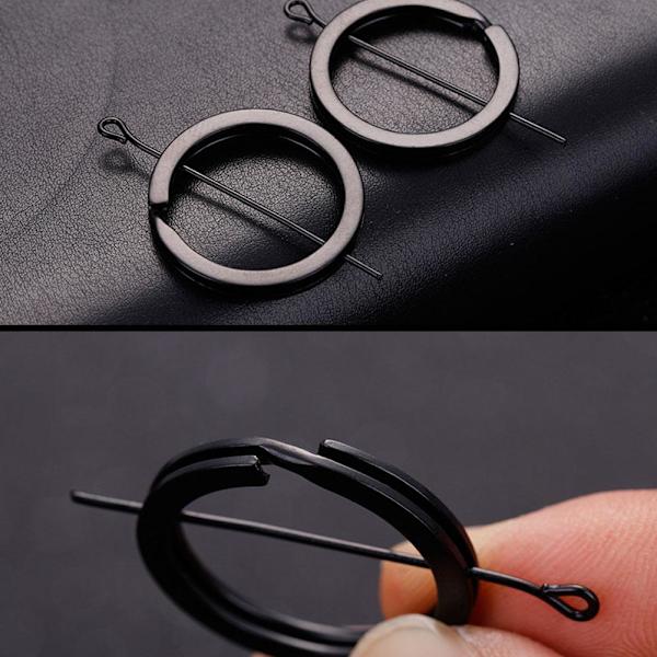 Stark ståldelad nyckelring svart metallögla hållare platt nyckel Cha black7 one-size 10pcs