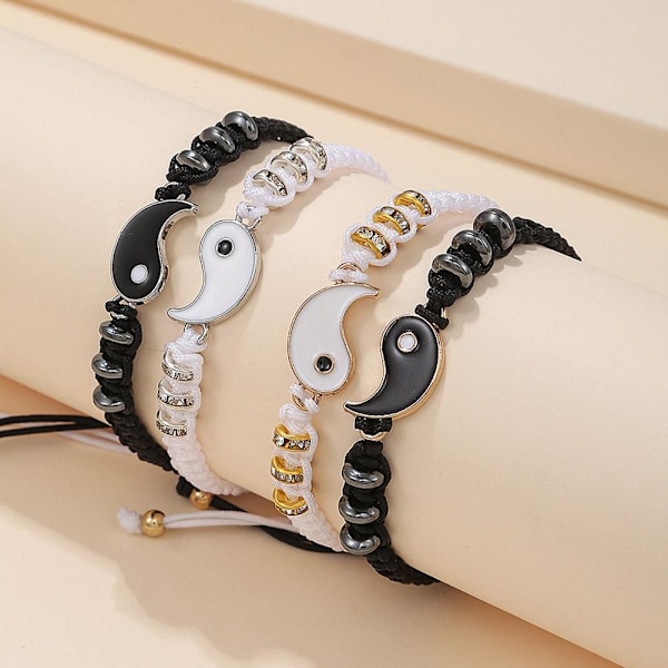 Tai Chi Flätat Armband Par Snöre Handvävt Handrep O7b3 sliver white onesize