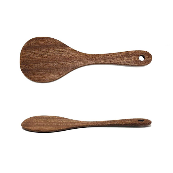 Ebony Trä Kök Matlagningsredskap Verktyg Spatel Sked Vändare H4U2 Round Spatula 21*7.6 cm