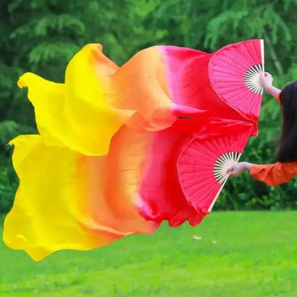Dansbrandflagga Lång Silkesfläktar Bambuslöjor Handgjorda Beröm Five colors one size
