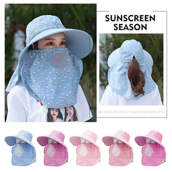 Ansiktsskydd Teplockningshatt Fullt Ansikte Solskydd Hatt Sommar PinkA 1pcs