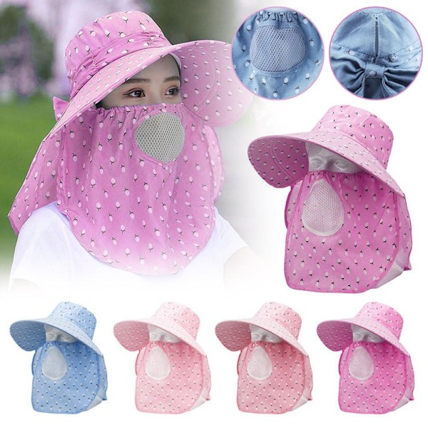 Ansiktsskydd Teplockningshatt Fullt Ansikte Solskydd Hatt Sommar Purple 1pcs