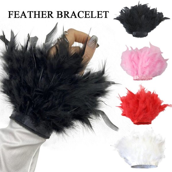 Fjädermanschett Snäpp Armband Fjäder Wrap Manschett handledsskydd Armband black one-size