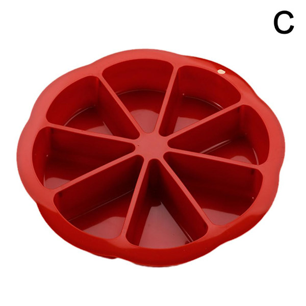 8-triangel rund silikon tårtformsformar Muffin Pizza Baki Baki red one size