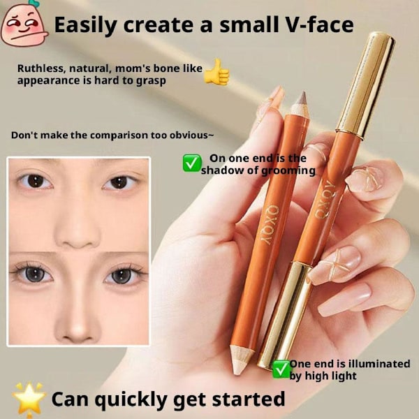 Dubbelhuvud Konturpenna 3D Fin Ansikte Vattentät Concealer Bro 2# 4g