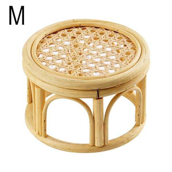 RJSQAQE Rattan Plant Stands, Liten Boho Rattan Wicker Rund Riser RattanL L