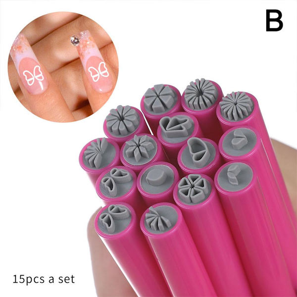 Nagelkonststämpelstiftset – Precisionsverktyg för nageldesign med lätt penB 15pcs