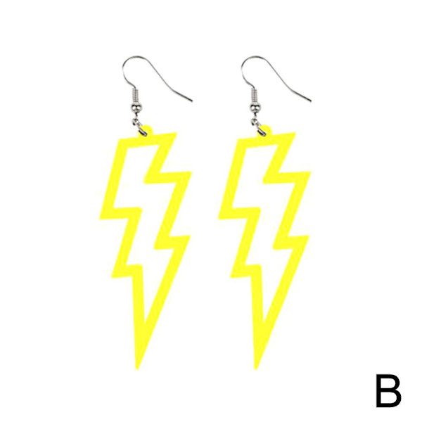 Flash Örhängen Funky Kitsch 80-90-tal Punk Rock Bolt retro firande Yellow One size