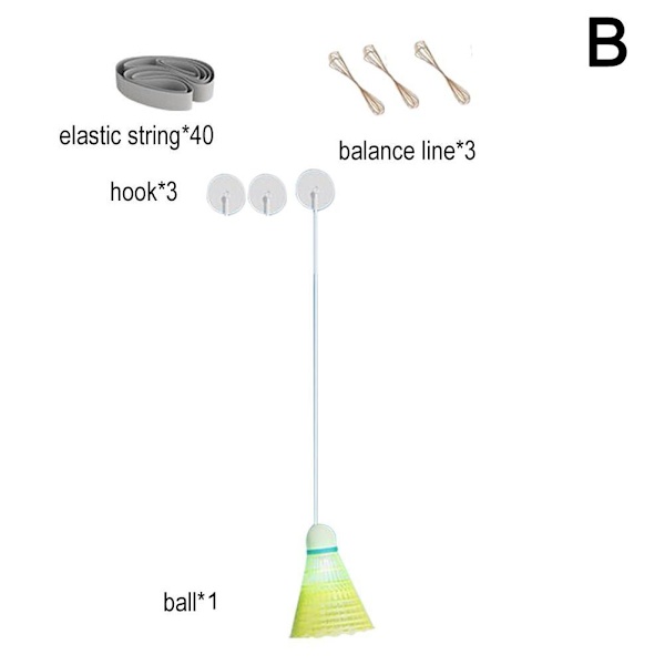Single Selfstudie Badminton Trainer Kit Telescopic Rod Rebound Pra 1sizeB 1 ball set