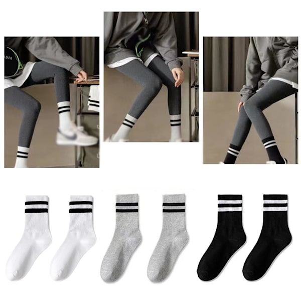 Mellanhöga Strumpor Ren Bomull Casual Sport Långa Strumpor Ins Trendiga White 1 set