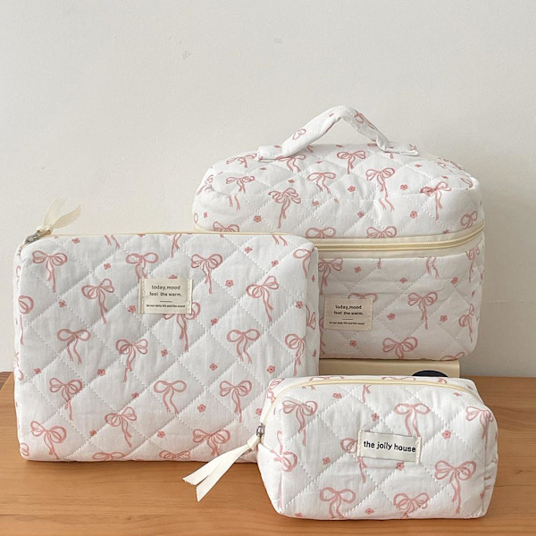 Liten Safflorrosett Kosmetikväska Koreansk Version Söt Student P Little red flower bowA Cosmetic bag