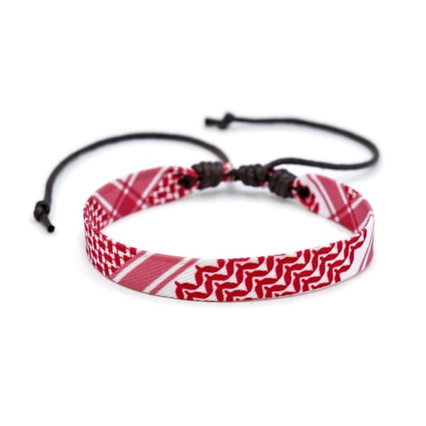 Vävt armband för kvinnor män handgjorda etniska armband❀ Prickigt band I3U7 red 18-26cm