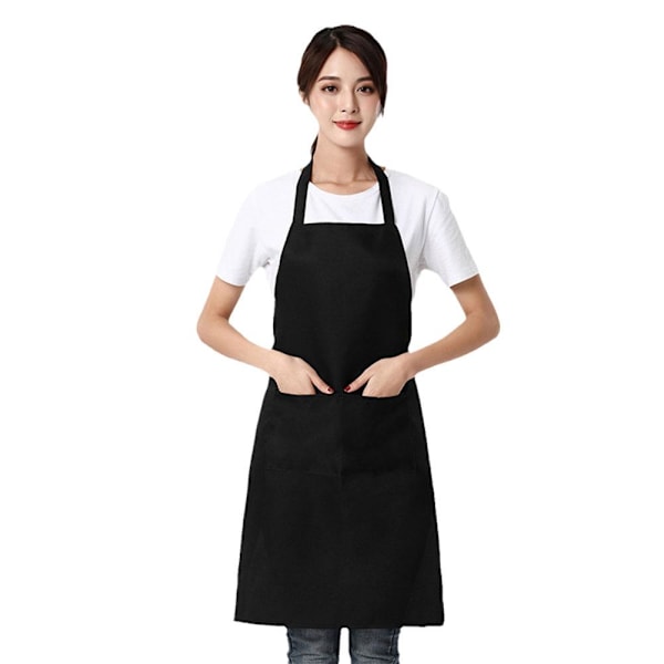Justerbart matlagningsförkläde Vattentätt Dammtätt Kock Servitör Smutsavvisande black 1pc