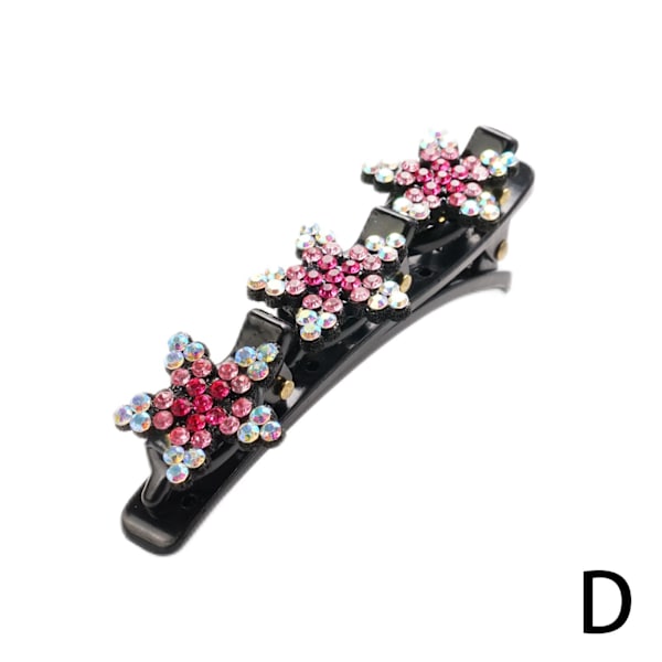 Rhinestone flätad hårklämma luggklämma trasig hårfinish A pink One-size