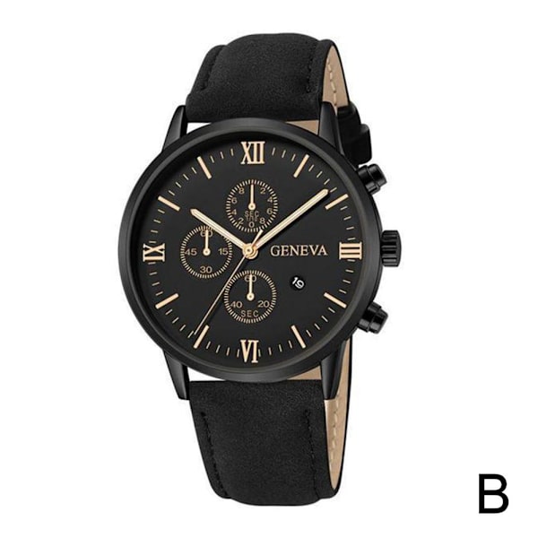 Casual Geneva Quartz Watch Herrklockor Casual Läderband Qua Rose Gold Black