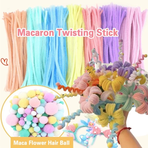 Färgglad Chenille Stam Pipe Twist Stick DIY Handgjord Tulip Rose A one-size