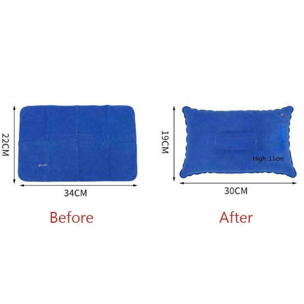 Uppblåsbar PVC och Nylon Kudde Mjuk Blås upp Sov Camping Kudde Ny~ gray One-size