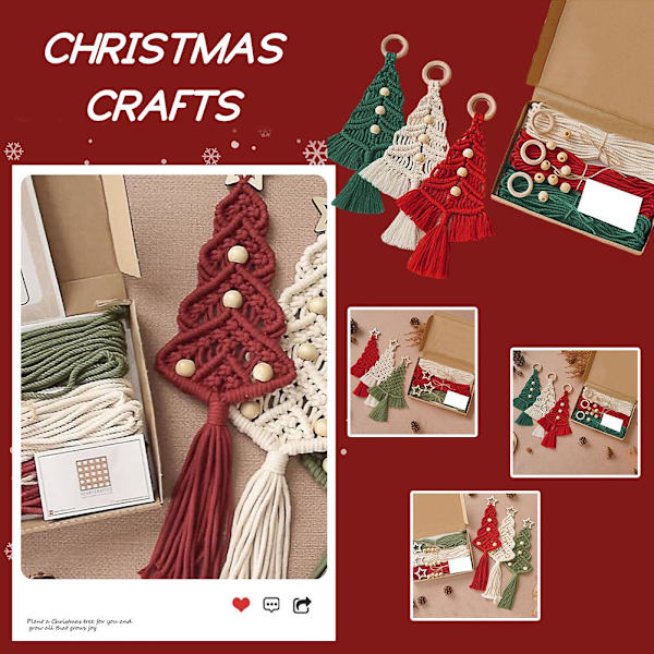 Macrame Kit Christmas Tree Decoration 3 Set Christmas Tree Craft B 1set
