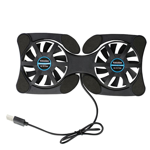 Vikbar Tyst USB-driven 2 Fläktar Kylplatta Slim Cooler Laptop Basstativ