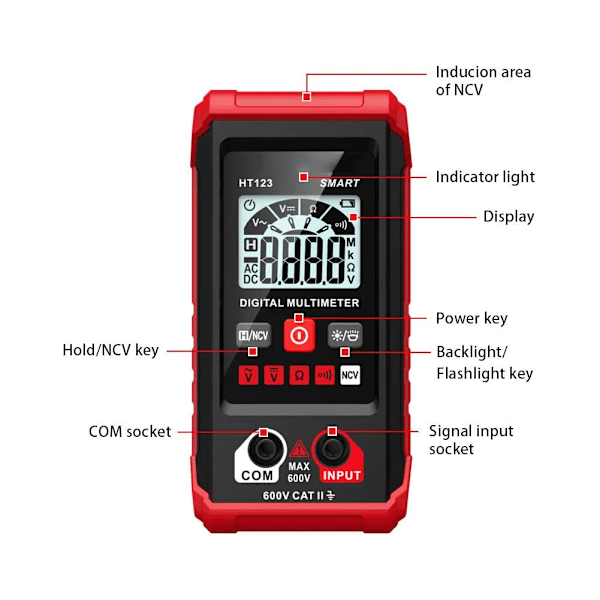 Generisk Digital Multimeter, Voltmeter, HT123 Digital Multimeter, 2000 Räknare, Automatisk Smart Digital Multimeter, Multimetertestare, Icke Co