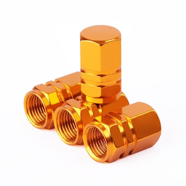 4X Dammkapslar Blå Metall Pack med 4 Kvalitetslegering Däckventil Golden 4pcs