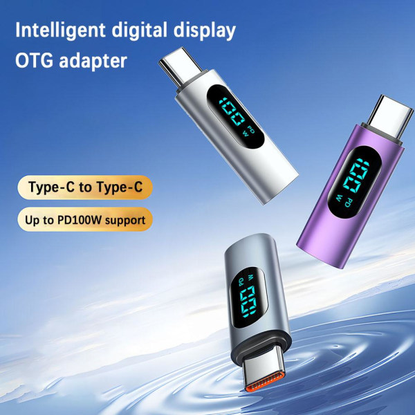 100W Digital Display Type-c OTG Adapter För Iphone15 dark blue 100w