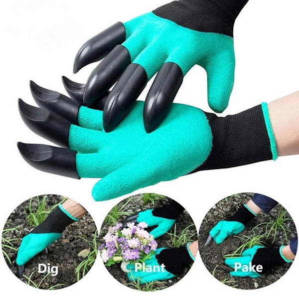 Trädgårdshandske med klor Skyddande fingertoppar Grävande latexhandske Trädgårdsarbete Grävhandskar Z2S5 green B eight claws
