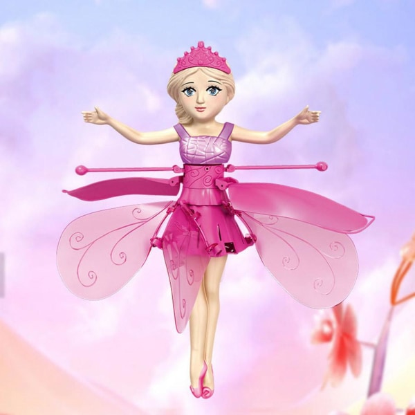 Tecknad prinsessa Induktiv flygande docka Gest Sensing Flytande red one-size