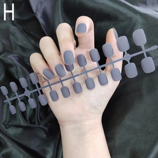 24st Multi Nail Art Patches Nail Art Nail Wear Nail Short blue gray  24pcs