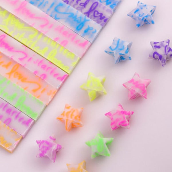 QAOlDH 210 ark Luminous Origami Stjärnor Papper Färgglada Handgjorda B 210pcs