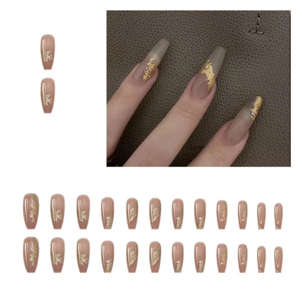 Fake Nails Set With Lime French Finger Nail Art False 24 st A269 one-size