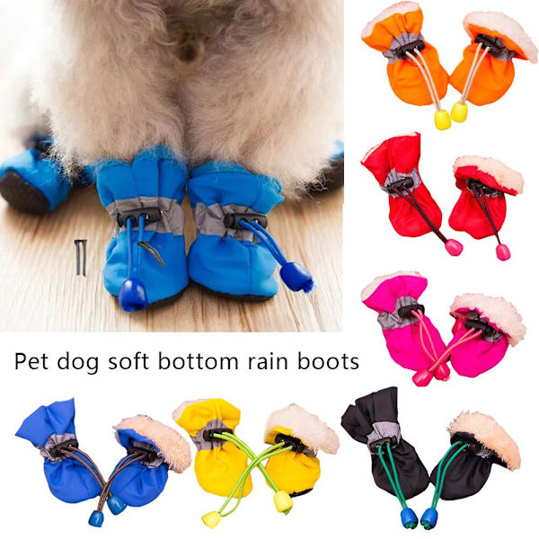 Hundskor med tasskydd, halkfria vinterhundskor med reflex Yellow S
