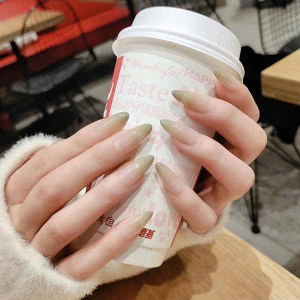 Franskt stil 24-delars set med långa konstgjorda naglar för vacker nagelvård A758  one-size