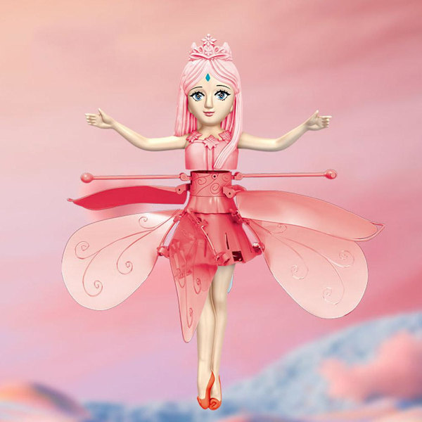 Tecknad prinsessa Induktiv flygande docka Gest Sensing Flytande pink one-size