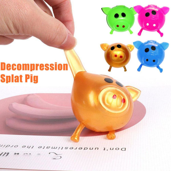 1/4X Splat Pig Ball Squeeze Jelly Pig Stress Relief Smash Kids V pink onesize