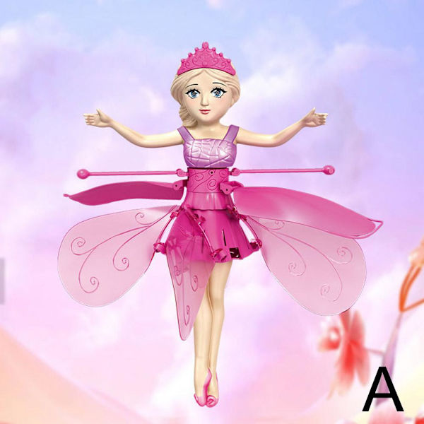 Tecknad prinsessa Induktiv flygande docka Gest Sensing Flytande pink one-size