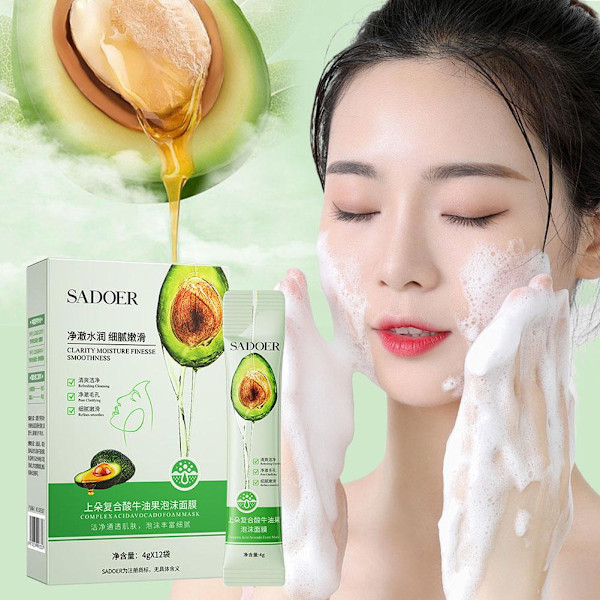Avokado Bubbelmask Syra Hudrengöring Bubbel Ansiktsskummask