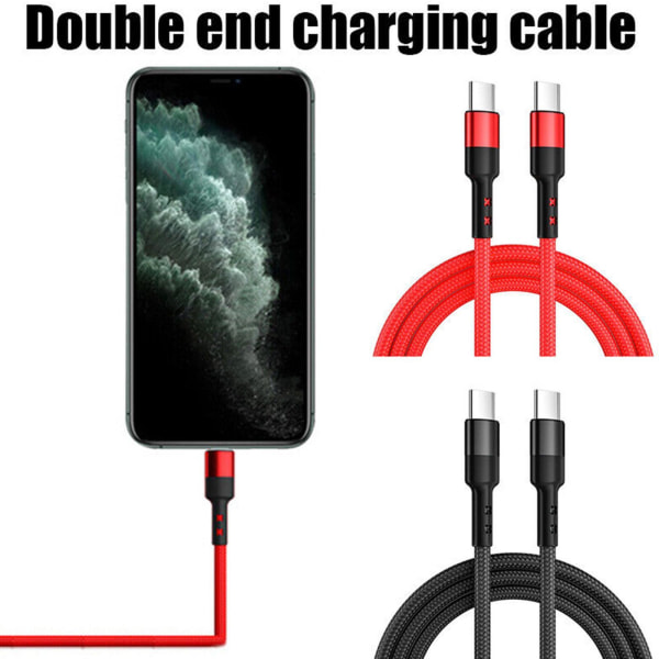 USB C Till USB C Snabbladdare PD 100W Dual Type C Laddnings USB Cab red 1m