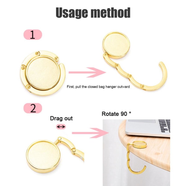 Vikbar handväska Handväska Väska Hängare Krokhållare Bärbar Unik Fas gold (color) 1PC