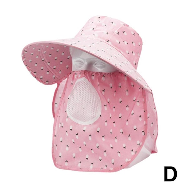 Ansiktsskydd Teplockningshatt Fullt Ansikte Solskydd Hatt Sommar PinkB 1pcs