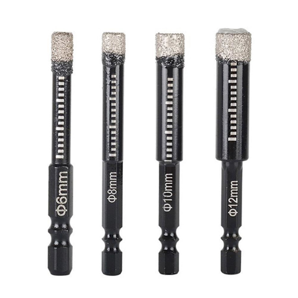 6-16mm Granit För Porslinsplattor Torr Konisk Sexkantig W3G3 blackE 4pcs