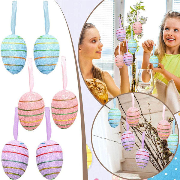 18-pack Påskägg Morot Hängande Ornament, Färgglada Skum Påsk